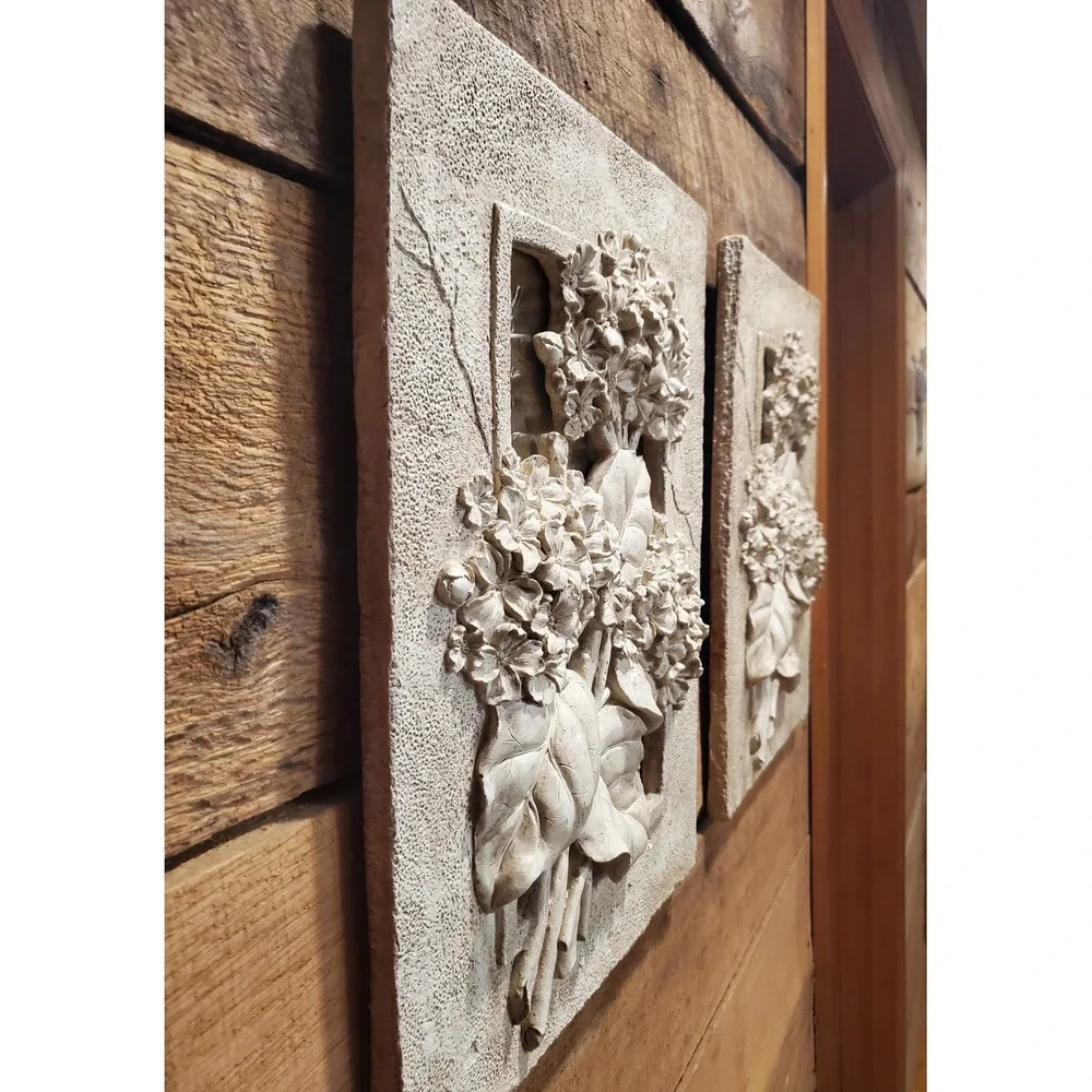 Vintage 3D Floral Mirror Wall Plaque Hydrangea 16